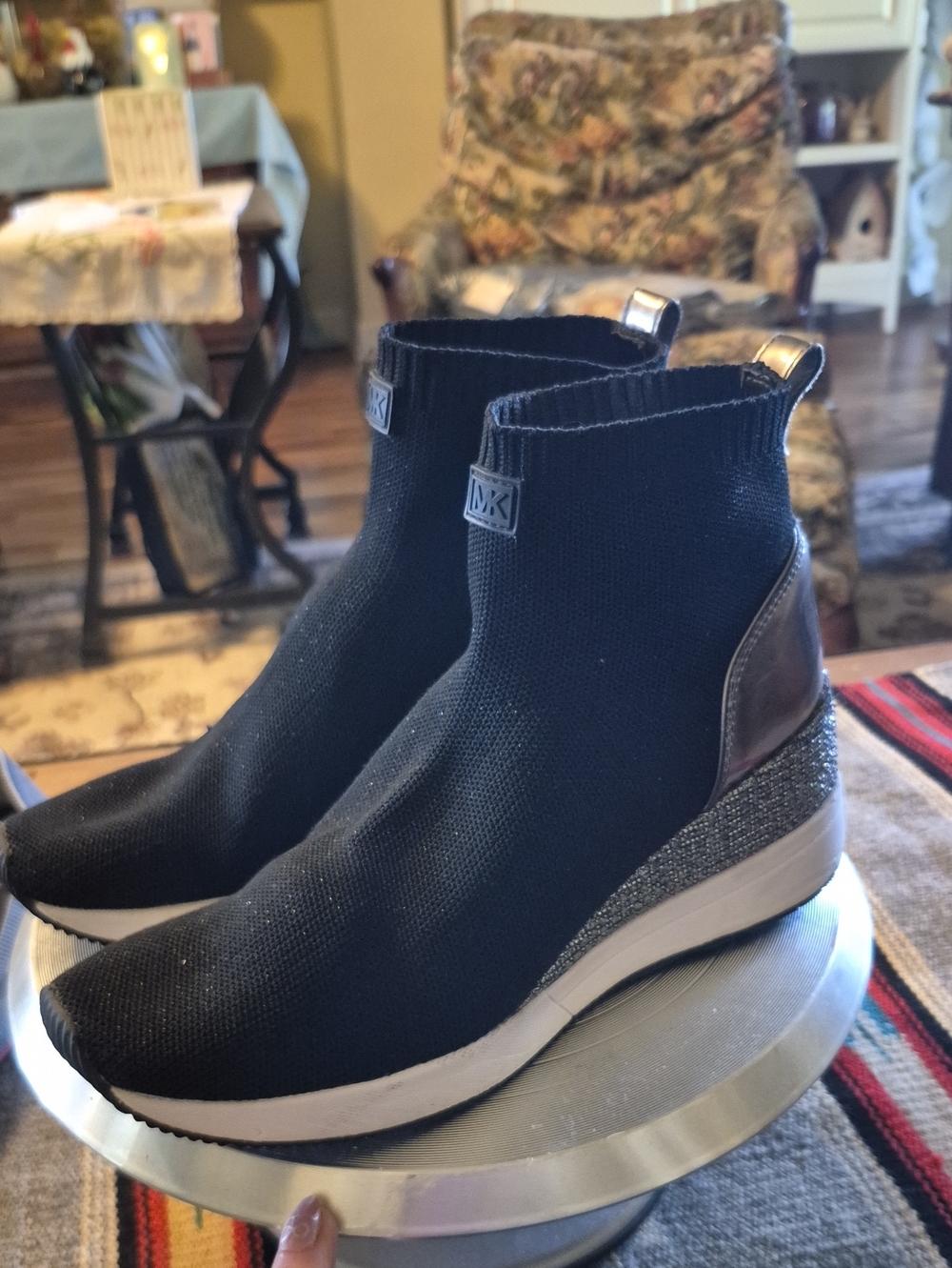 Michael Kor's "Skyler" Booties Textile Upper Rubber Sole. Sz.9.